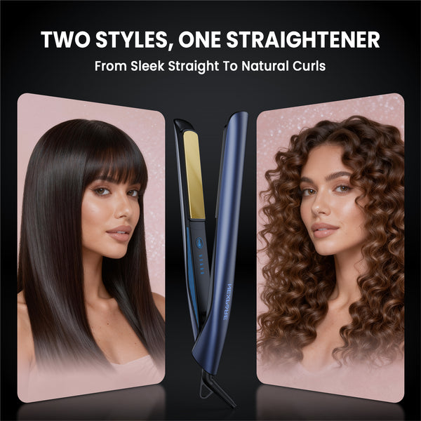 1 Inch Flat Iron Hair Straightener and Curler, 2 in 1 Ceramic Flat Iron with Floating Plates, Fast Heat Up, Dual Voltage