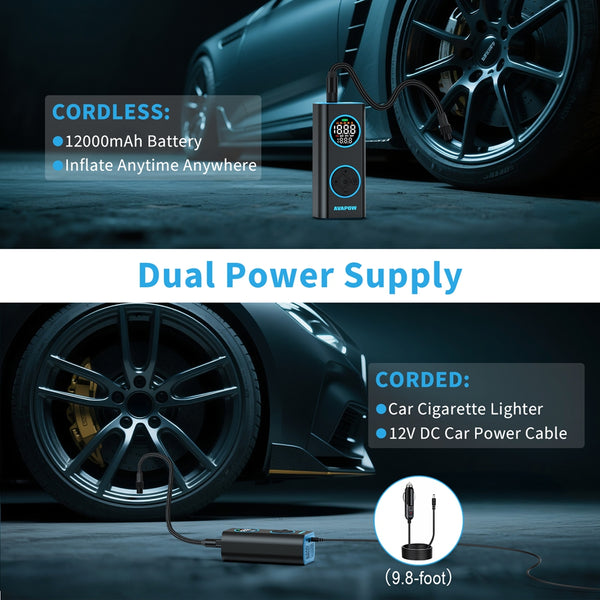 AVAPOW Tire Inflator, Portable Air Compressor 150PSI, with Digital Gauge, Auto Shut-Off, for Car, Bike, Motorcycle Balls