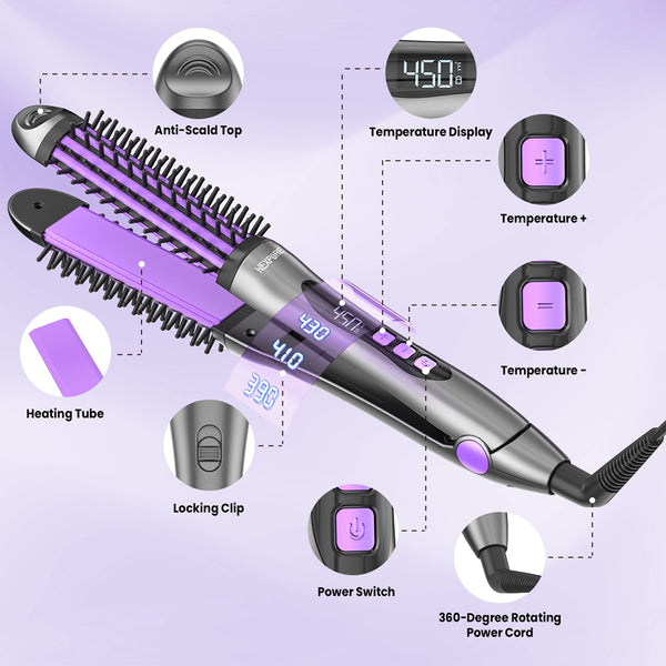 NEXPURE Curling Iron - 360° Styler Curling Iron, Hair Straightener and Curler 2 in 1 for Smooth Straight Hair & Frizz-Free Styling