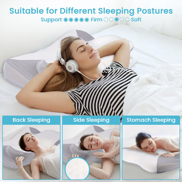 VAVSEA Cervical Pillow for Neck Pain Relief Contour Memory Foam with Breathable Pillowcase