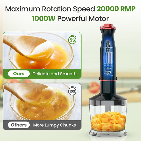 VAVSEA Immersion Hand Blender,5-in-1 1100W Multi-Function Handheld Stick Blender with 24-Speed