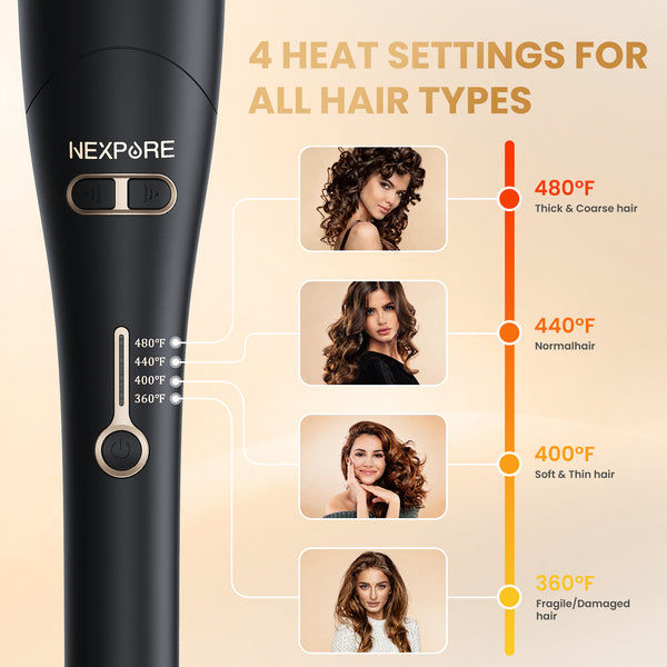 NEXPURE Curling Iron, Professional Automatic Hair Curler with 1" Large Rotating Barrel