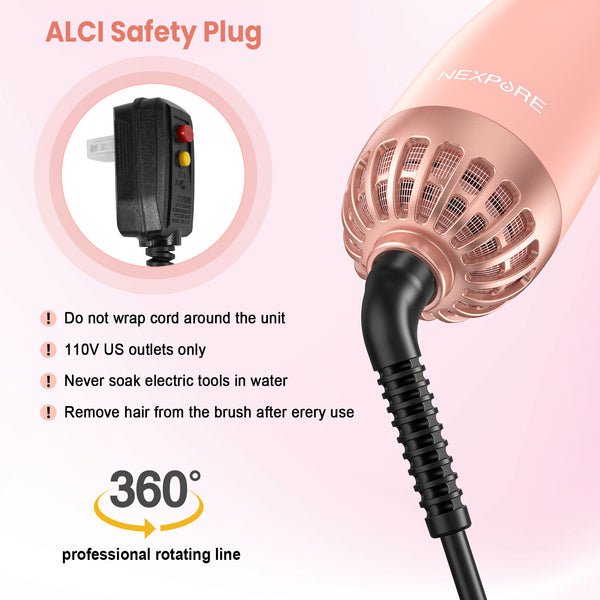 NEXPURE 4-in-1 Hair Dryer Brush for Thick Hair – Ionic Ceramic Titanium Hot Air Volumizer & Anti-Frizz Styler