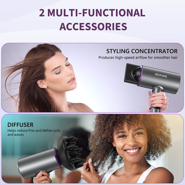 Hair Dryer, NEXPURE 1800W Professional Ionic Blow Dryer for Hair Care, Powerful Wind for Hair Drying