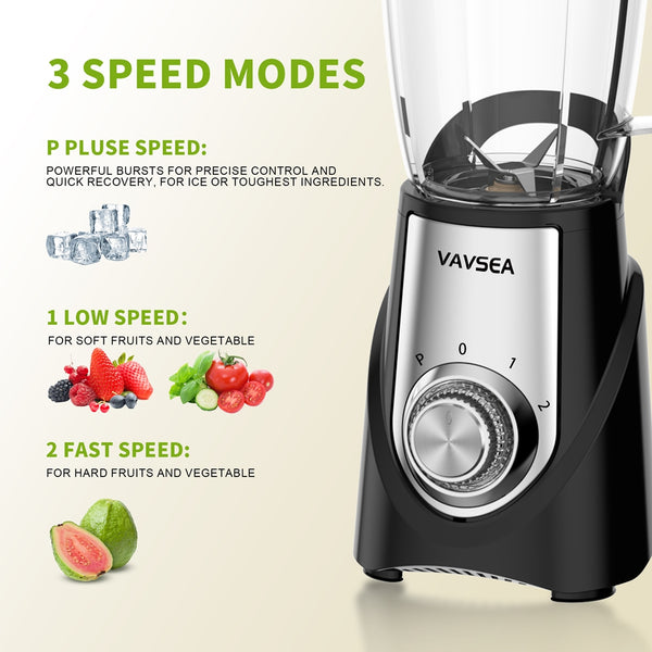 VAVSEA 3-in-1 Smoothie Blender 1000W Blenders and Grinder Combo for Kitchen with 2 Speeds & Pulse, BPA-Free