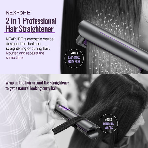 NEXPURE Flat Iron Professional Salon 2-in-1 Ceramic Hair Straightener and Curler