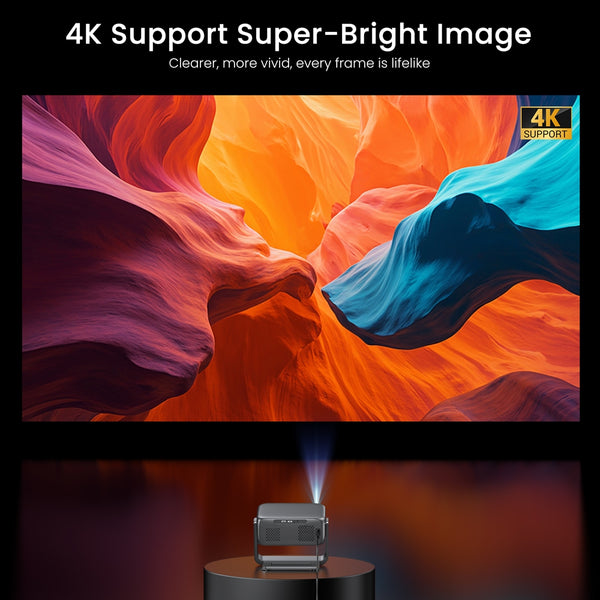 2000 ANSI Official Licensed Google TV Smart Projector 4K Full HD, with Wifi and Bluetooth, HAPPRUN Home Theater with 270° Stand