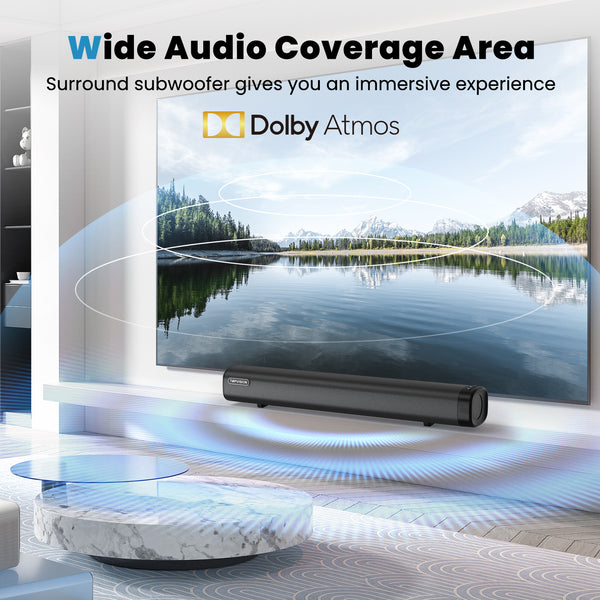 TOPVISION 80W Sound Bar for TV, 2.1Ch Soundbar with Subwoofer, 3D Surround Sound Home Theater system with HDMI/Optical/AUX
