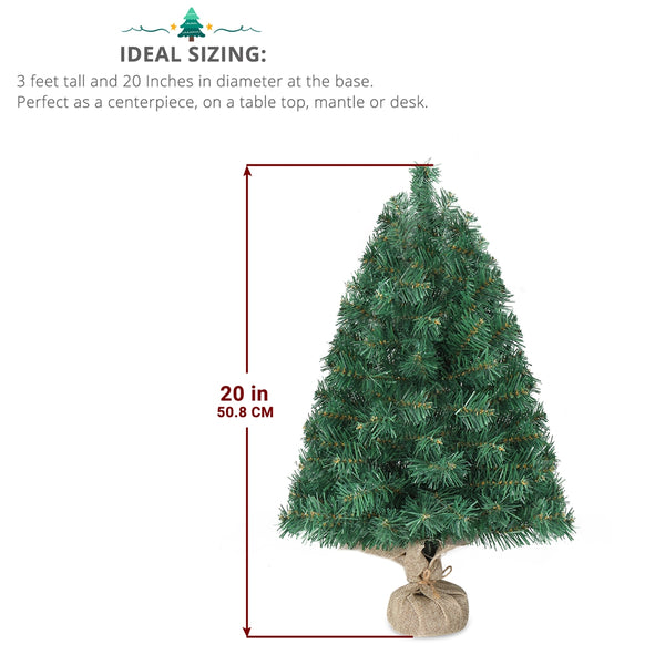 20in Pre-lit Artificial Mini Christmas Tree, Tabletop Small Xmas Pine Tree with Ornaments and 30 Warm Lights for Holiday Decor