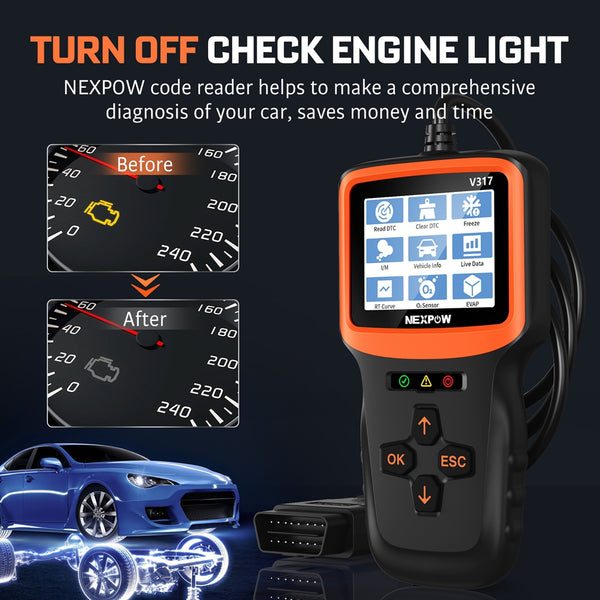 NEXPOW OBD2 Scanner Code Reader, Check Engine Code Readers with I/M Readiness, CAN Diagnostic Scan Tool for All Vehicles after 1996