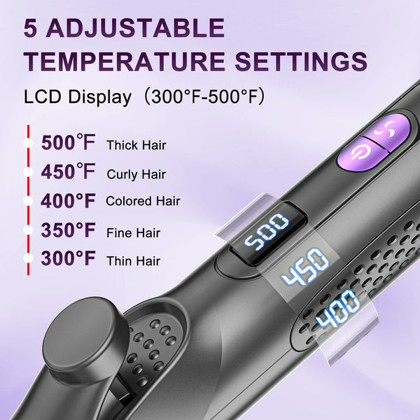 NEXPURE Airflow Styler Curling Iron, Flat Iron Hair Straightener and Curler 2 in 1, Ionic Curling Wand with Cool Air Lock in Style