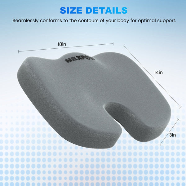 NEXPOW Memory Foam Seat Cushion Cooling Gel Butt Pillow for Tailbone Pain Relief - Chair Cushion