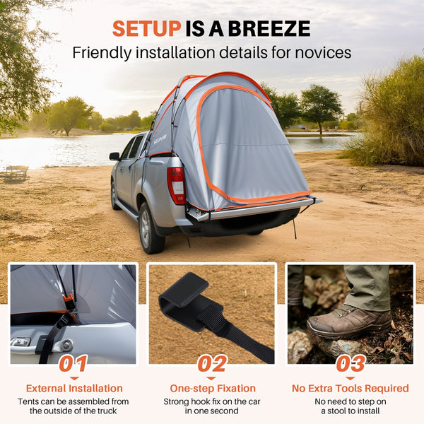 NEXPOW Truck Tent for Camping with Waterproof Rainfly, Double Layer Portable Car Truck Bed Tent