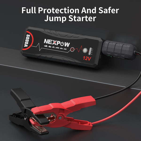 NEXPOW Car Jump Starter,Car Battery Jump Starter Pack 5000A Peak Q12 for All Gas and Up to10.0L Diesel Engine 12V Auto Battery Booster,Jumper Cables,Portable Lithium Jump Box with LED Light/USB QC3.0