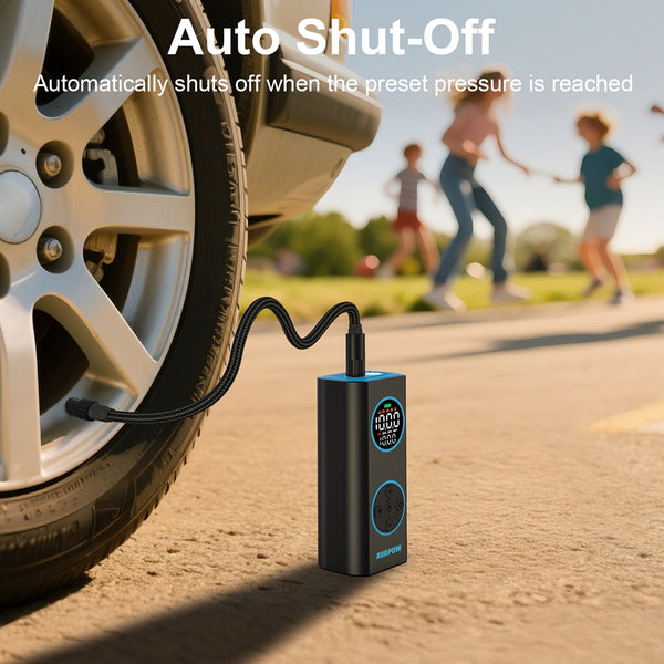 AVAPOW Tire Inflator, Portable Air Compressor 150PSI, with Digital Gauge, Auto Shut-Off, for Car, Bike, Motorcycle Balls