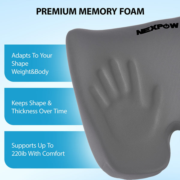 NEXPOW Car Seat Cushion, Large Size Memory Foam Seat Cushion for Driving, Chair Cushion with Non-Slip Design & Washable Cover