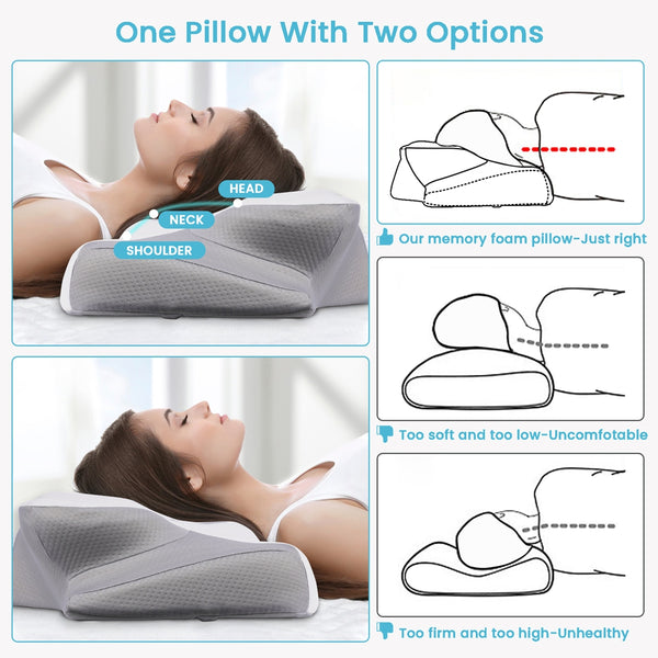 VAVSEA Cervical Pillow for Neck Pain Relief Contour Memory Foam with Breathable Pillowcase
