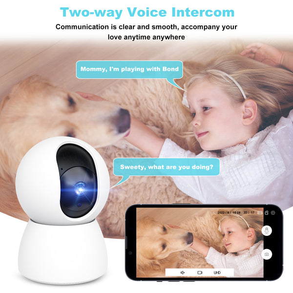FEBFOXS 2K Baby Monitor Indoor Security Camera for Home Security