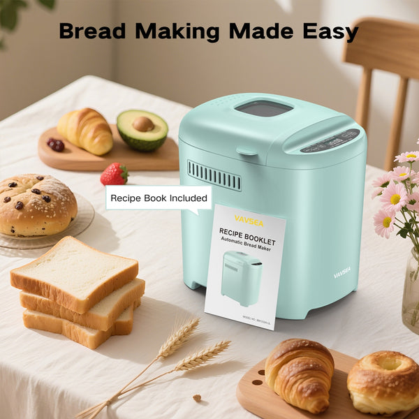 VAVSEA Bread Maker, 2LB Automatic Bread Machine, Cake Setting, Nonstick Ceramic Pan for Homemade Bread, Green