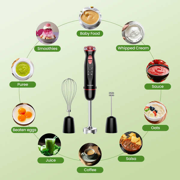 VAVSEA Immersion Hand Blender,5-in-1 1100W Multi-Function Handheld Stick Blender with 24-Speed