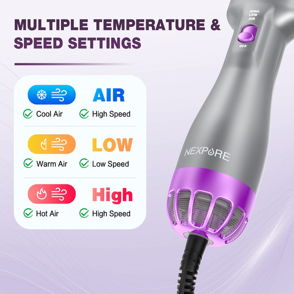 NEXPURE Hair Dryer and Blow Dryer Brush in One 4 in 1 Hair Dryer Brush with Negative Ion