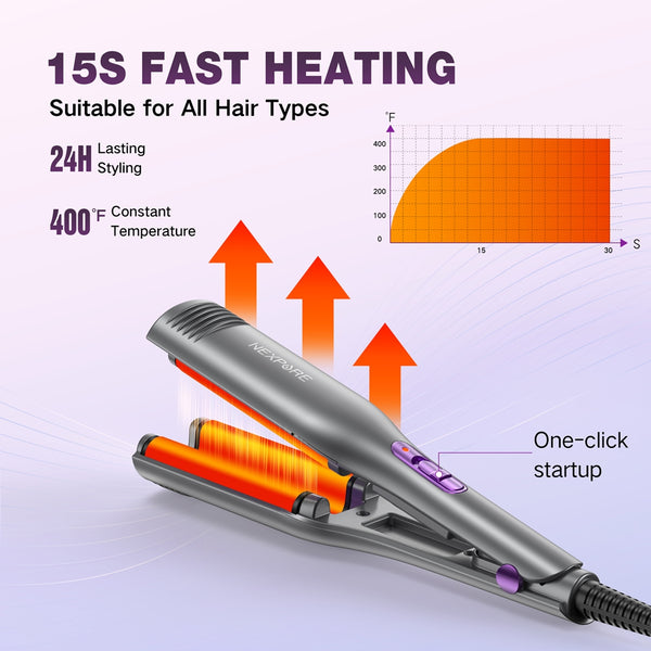 NEXPURE Curling Iron, Ionic Hair Crimper Tool, Hair Curler Waver Curling Wand with Ceramic 3 Barrel