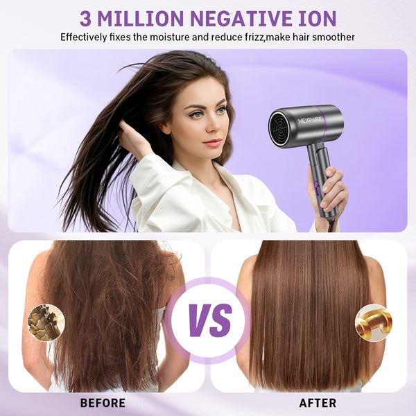 NEXPURE Hair Dryer, 1300W Lonic Blow Dryer with Nozzle, for All Hair Types,Light and Quiet Home, Salon, Travel