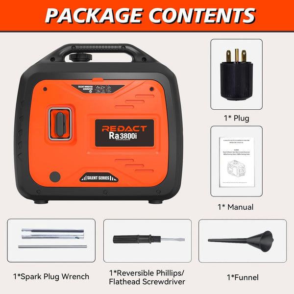 Redact Portable Generators for Home Use, 3800W Gasoline Inverter Generator, Outdoor Generator for Camping, RV Generators with CO Sensor, Whole House Power-Generators for Power Outages