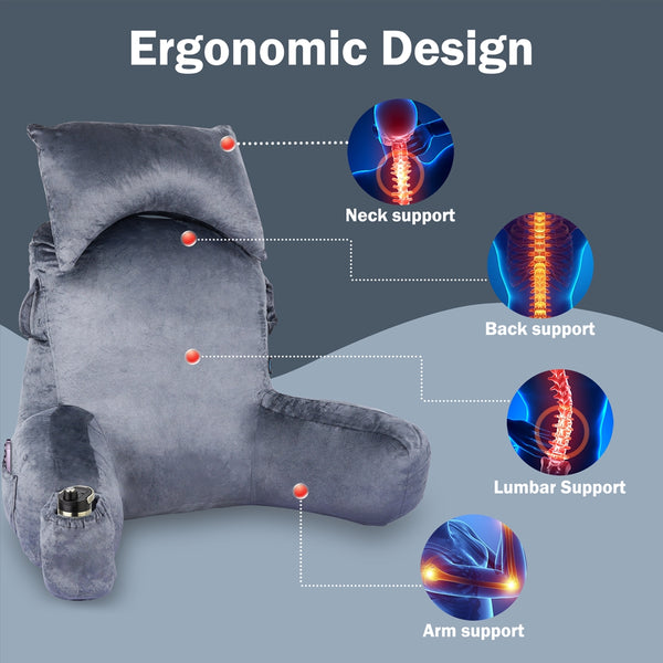 VAVSEA Reading Pillow Extra Large 31" Backrest Pillow with Arms Bed Rest Pillow