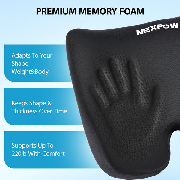 NEXPOW Car Seat Cushion, Memory Foam Seat Cushion for Driving for Back, Hip & Tailbone Pain Relief, Chair Cushion Non-Slip Design