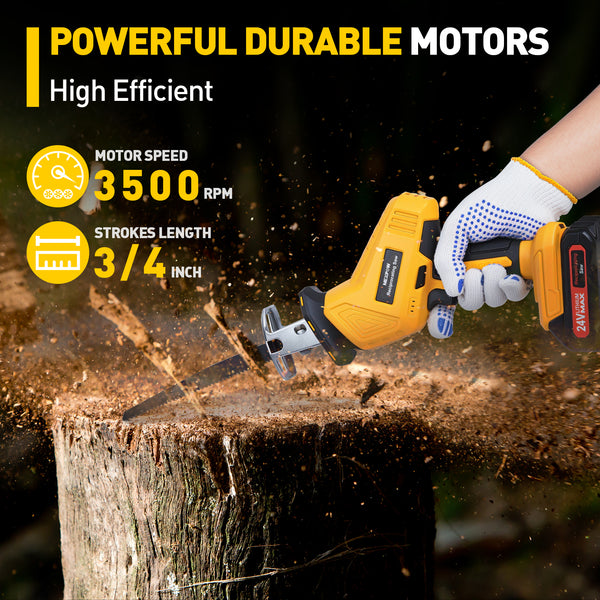 NEXPOW Cordless Reciprocating Saw - 2 x 24V Lithium-ion, 3500 SPM, 7 Saw Blades for Wood, Metal, PVC Cutting