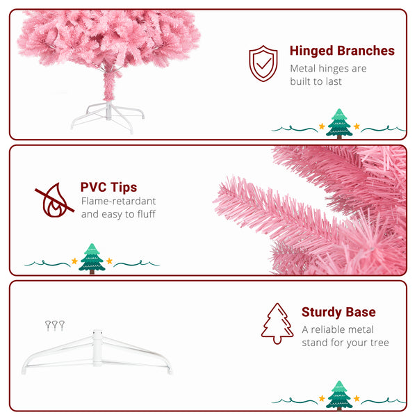 FCH 7ft 1400 Branch PVC Branch Iron Bracket Christmas Tree Pink