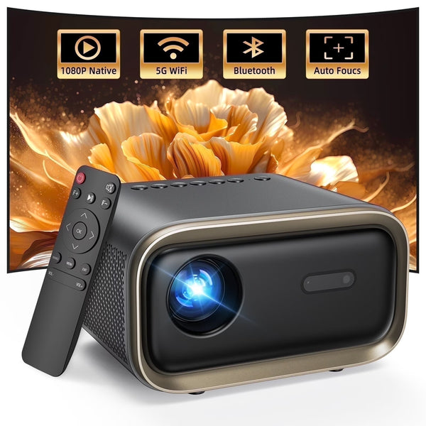 TOPVISION Native 1080P Projector with Wifi and Bluetooth, 4K Support,50,000Hrs Lamp Life,Auto Focus