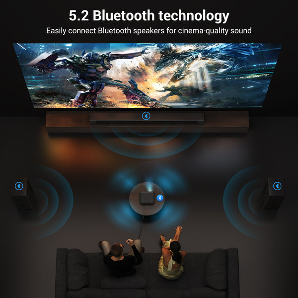 Built-in streaming app full HD smart projector, HAPPRUN 4K projector, supports Wi-Fi and Bluetooth, Dolby audio, 300-inch large screen, suitable for home, outdoor, and indoor viewing
