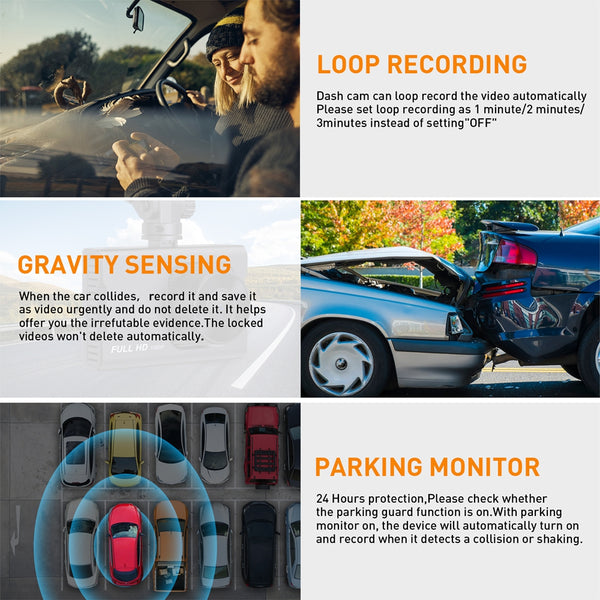 NEXPOW Dash Cam Front and Rear, 1080P Full HD Dash Camera, Dashcam with Night Vision with LCD Display