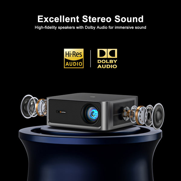 2500 ANSI Lumen Official Netflix Licensed 4K UHD Smart Projector, HAPPRUN Home Theater with Dolby Audio
