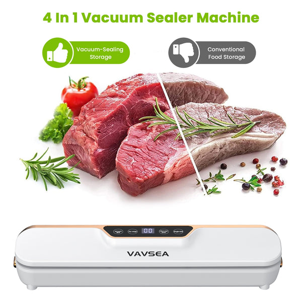 VAVSEA Vacuum Sealer 62Kpa Food Sealer Machines with 4 Modes, Dry/Draw/Seal/Vac for Kitchen