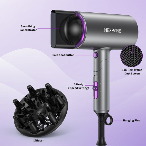 Hair Dryer, NEXPURE 1800W Professional Ionic Blow Dryer for Hair Care, Powerful Wind for Hair Drying