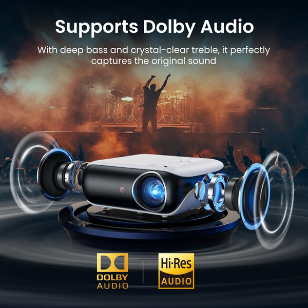 Google TV Smart Projector, HAPPRUN 4K UHD Home Theater with Dolby Sound, Wi-Fi & Bluetooth, Built-in Streaming Apps