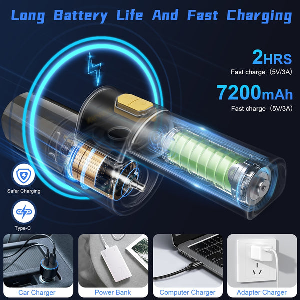 AVAPOW Handheld Car Vacuum Cordless, 8in1 18000 PA High Suction Power Portable Vacuum Duster Cleaner