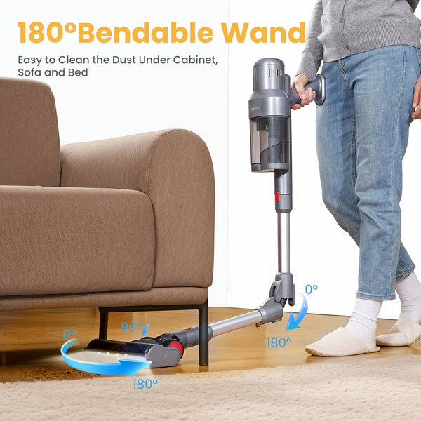 VAVSEA Cordless Vacuum Cleaner with Double Dust Cup, 38KPa Stick Vacuum Cleaners for Carpet, Hard Floor, Pet Hair
