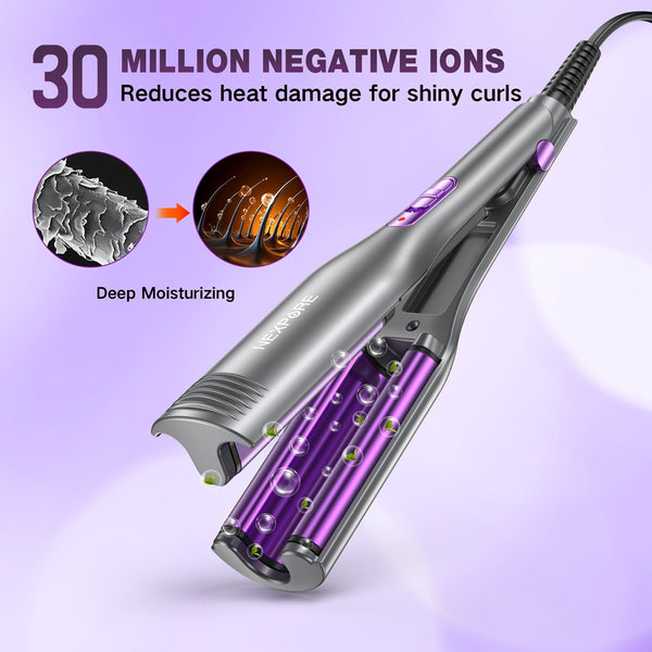 NEXPURE Curling Iron, Ionic Hair Crimper Tool, Hair Curler Waver Curling Wand with Ceramic 3 Barrel