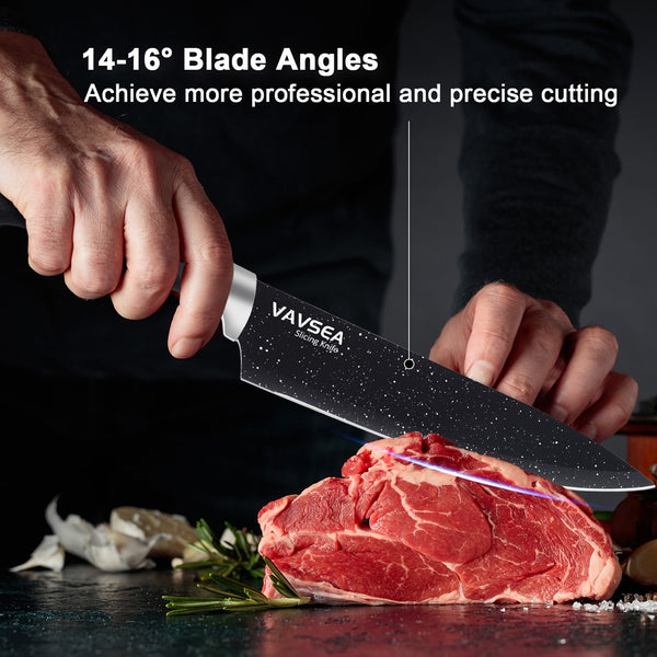 VAVSEA Kitchen Knife Set with Sharpener, 6Pcs Stainless Steel Chef Knife Set with Non-Stick Coating