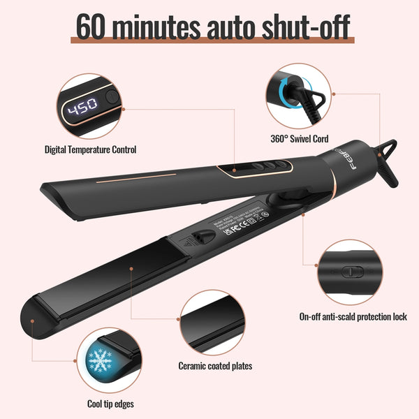 NEXPURE 1 inch Flat Iron, 2 in 1 Hair Straightener & Curling Iron Styling Tool, Fast Heat-Up
