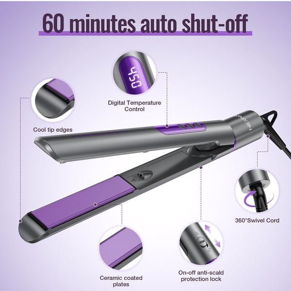 NEXPURE Flat Iron Professional Salon 2-in-1 Ceramic Hair Straightener and Curler