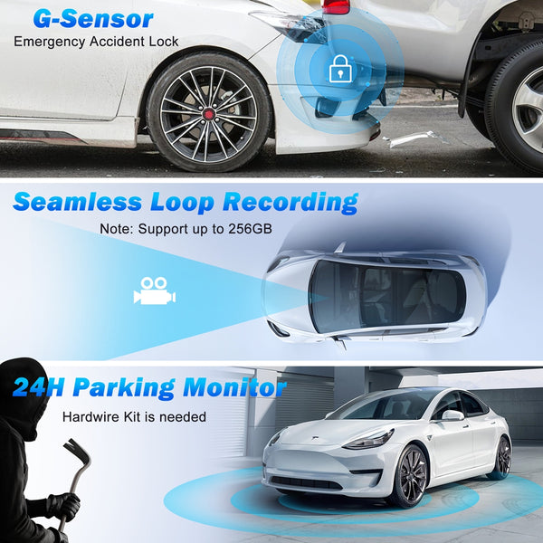 NEXPOW Dash Cam Front and Rear, 4K Full HD Dash Camera with Built-in WiFi GPS, 32GB Card Included