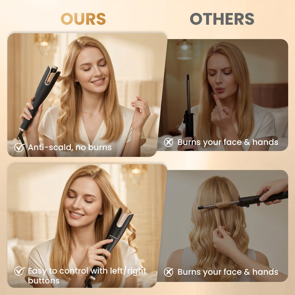 NEXPURE Curling Iron, Professional Automatic Hair Curler with 1" Large Rotating Barrel