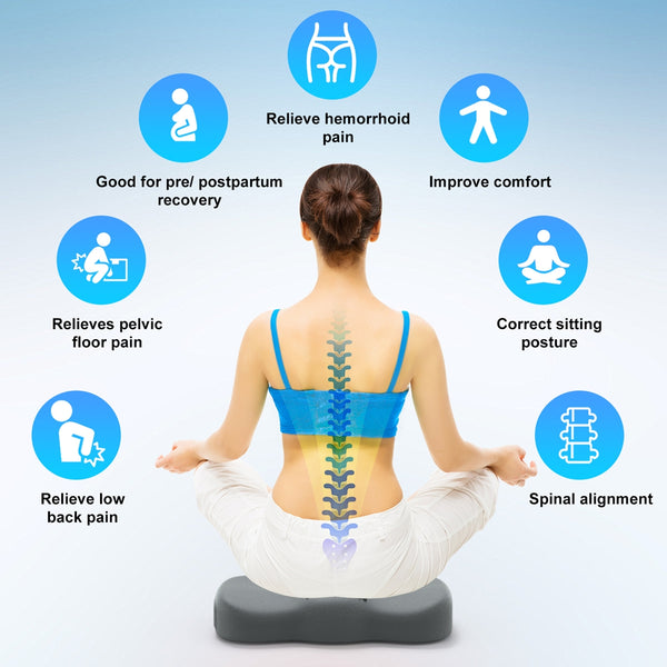 NEXPOW Memory Foam Seat Cushion Cooling Gel Butt Pillow for Tailbone Pain Relief - Chair Cushion