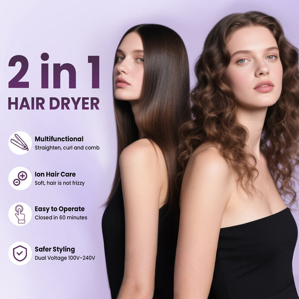 NEXPURE Curling Iron - 360° Styler Curling Iron, Hair Straightener and Curler 2 in 1 for Smooth Straight Hair & Frizz-Free Styling