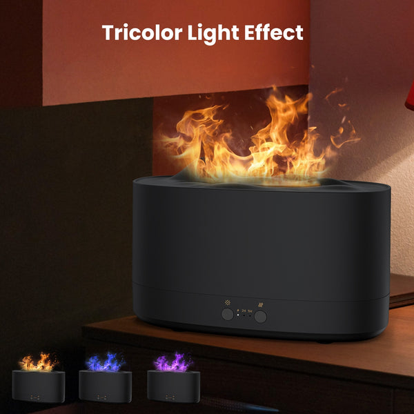 VAVSEA Flame Diffuser Humidifier, 7 Color Essential Oil Diffuser, 200ml Time Setting for Home